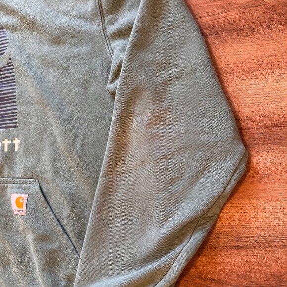 Carhartt Hoodie Sweatshirt Mens XL Green Loose Fit Distressed Long Sleeve - Picture 6 of 9